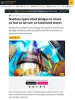 Nasdaq Digital Assets Head Says Tokenized Stocks Are A Priority