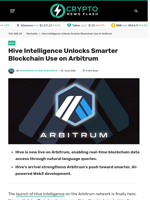 Hive Intelligence Unlocks Smarter Blockchain Use on Arbitrum - Crypto News Flash