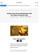 VanEck Says Bitcoin Would Reach Half the Value of Physical Gold