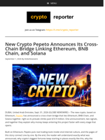 New Crypto Pepeto Announces Its Cross-Chain Bridge Linking Ethereum, BNB Chain, and Solana