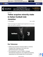 Tether acquires minority stake in Italian football club Juventus