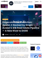 Dogecoin Price Prediction: Avalon X Backed by Grupo Avalon’s $1B Real Estate Pipeline — A New Rival to DOGE | Live Bitcoin News