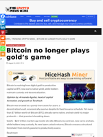 Bitcoin no longer plays gold’s game - The Crypto News Wire