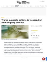 Trump suggests options to weaken Iran amid ongoing conflict