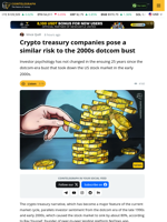 Crypto Treasury Narrative Bears Striking Similarly to Dotcom-Era Thinking