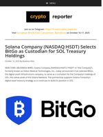 Solana Company (NASDAQ:HSDT) Selects BitGo as Custodian for SOL Treasury Holdings