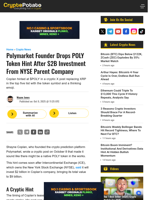 Polymarket Founder Drops POLY Token Hint After $2B Investment From NYSE Parent Company