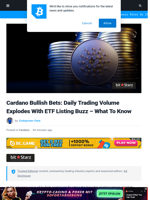 Cardano Bullish Bets: Daily Trading Volume Explodes With ETF Listing Buzz - What To Know | Bitcoinist.com