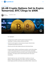 $6.4B Crypto Options Expire Tomorrow; BTC Struggles