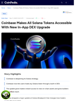Coinbase Makes All Solana Tokens Accessible With New In-App DEX Upgrade