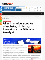 AI will make stocks obsolete, driving investors to Bitcoin: Analyst - The Crypto News Wire