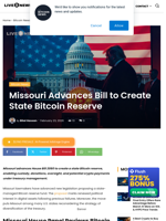 Missouri Advances Bill to Create State Bitcoin Reserve | Live Bitcoin News