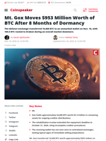 Mt. Gox Moves $953M in BTC After 8 Months