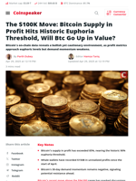 Bitcoin Profit Supply Hits Historic High: Is $100K Next?