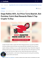 Doge Up 46%, SUI Price Bearish - Punisher Coin’s USDT Rewards Make it the Top Crypto to Buy