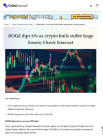 DOGE dips 6% as crypto bulls suffer huge losses; Check forecast