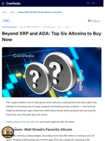 Beyond XRP and ADA: Top Six Altcoins to Buy Now