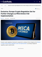 Exclusive: Europe Crypto Regulation Set for Further Changes as MiCA Enters Full Implementation