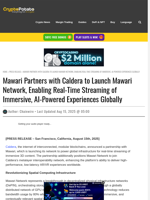 Mawari Partners with Caldera to Launch Mawari Network, Enabling Real-Time Streaming of Immersive, AI-Powered Experiences Globally