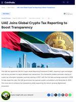 UAE Joins Global Crypto Tax Reporting to Boost Transparency