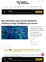 Ben Horowitz says AI fast takeoff is unlikely as key conditions go unmet
