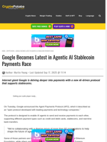 Google Becomes Latest in Agentic AI Stablecoin Payments Race 