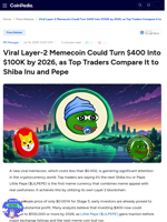 Viral Layer-2 Memecoin Could Turn $400 Into $100K by 2026, as Top Traders Compare It to Shiba Inu and Pepe - Little Pepe ($LILPEPE)