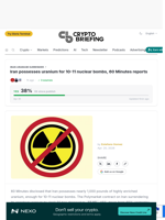 Iran possesses uranium for 10-11 nuclear bombs, 60 Minutes reports