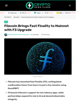 Filecoin Brings Fast Finality to Mainnet with F3 Upgrade - Crypto News Flash