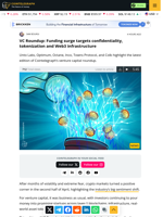 VC Roundup: Funding surge targets confidentiality, tokenization and Web3 infrastructure