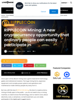 RIPPLECOIN Mining: A new cryptocurrency opportunity that ordinary people can easily participate in | Live Bitcoin News