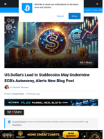US Dollar's Lead In Stablecoins May Undermine ECB's Autonomy, Alerts New Blog Post | Bitcoinist.com