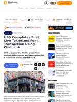 UBS Completes First Live Tokenized Fund Transaction Using Chainlink – News Bytes Bitcoin News