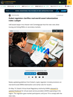 Dubai regulator clarifies real-world asset tokenization rules: Lawyer