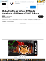 Shiba Inu Mega Whale Offloads Hundreds of Billions of SHIB Tokens - U.Today