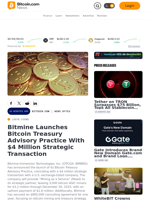 Bitmine Launches Bitcoin Treasury Advisory Practice With $4 Million Strategic Transaction – News Bytes Bitcoin News