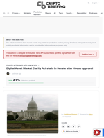 Digital Asset Market Clarity Act stalls in Senate after House approval