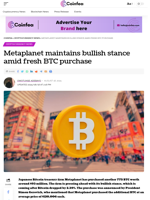 Metaplanet maintains bullish stance amid fresh BTC purchase - Coinfea
