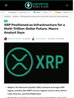  XRP's potential as key infrastructure for multi-trillion-dollar future highlighted.