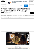 Satoshi Nakamoto Updated Bitcoin Logo on This Date 16 Years Ago - U.Today