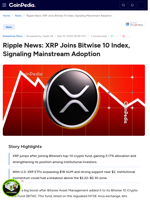 Ripple News: XRP Joins Bitwise 10 Index, Signaling Mainstream Adoption