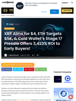 XRP Aims for $4, ETH Targets $5K, & Cold Wallet’s Stage 17 Presale Offers 3,423% ROI to Early Buyers! | Live Bitcoin News