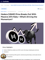 Hedera (HBAR) Price Breaks Out With Massive 25% Rally—What’s Driving the Momentum?