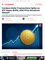 Cardano Transactions Surge on ETF Hype — ADA Breakout Next?