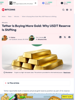 Tether Is Buying More Gold: Why USDT Reserve Is Shifting - 99Bitcoins