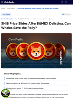 SHIB Price Slides After BitMEX Delisting, Can Whales Save the Rally?