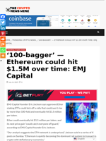 ‘100-bagger’ — Ethereum could hit $1.5M over time: EMJ Capital - The Crypto News Wire