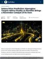 Solana Price Prediction: Alpenglow Targets 150ms Finality as Remittix Brings a November Catalyst of Its Own - TechBullion
