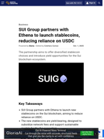 SUI Group partners with Ethena to launch stablecoins, reducing reliance on USDC