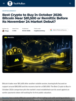 Best Crypto to Buy in October 2026: Bitcoin Near $81,500 or Remittix Before Its November 24 Market Debut? - TechBullion